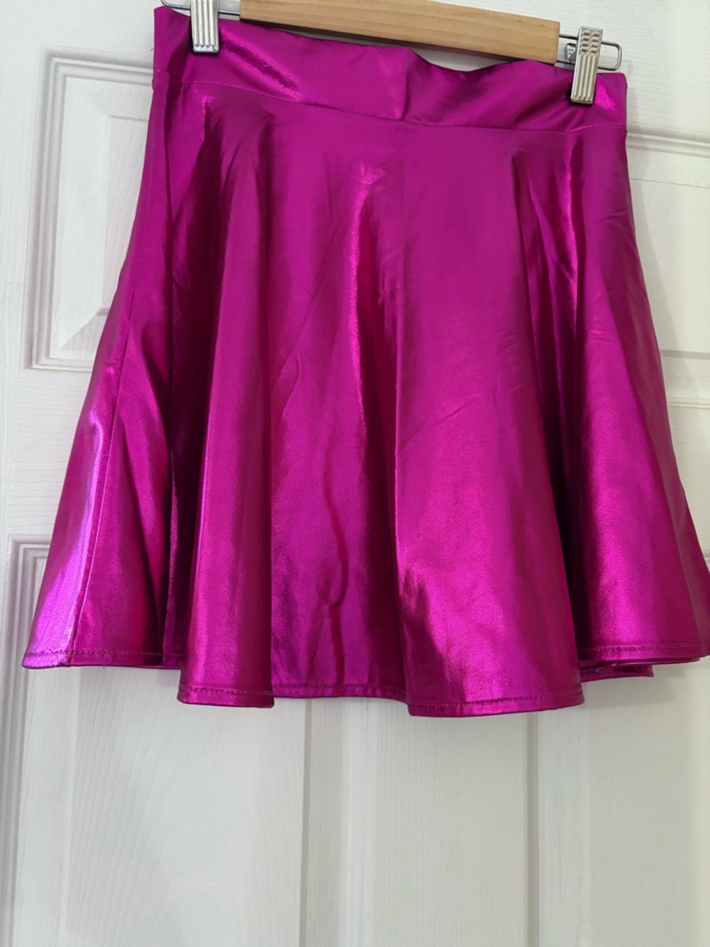 Shiny Fuchsia Flared Skirt